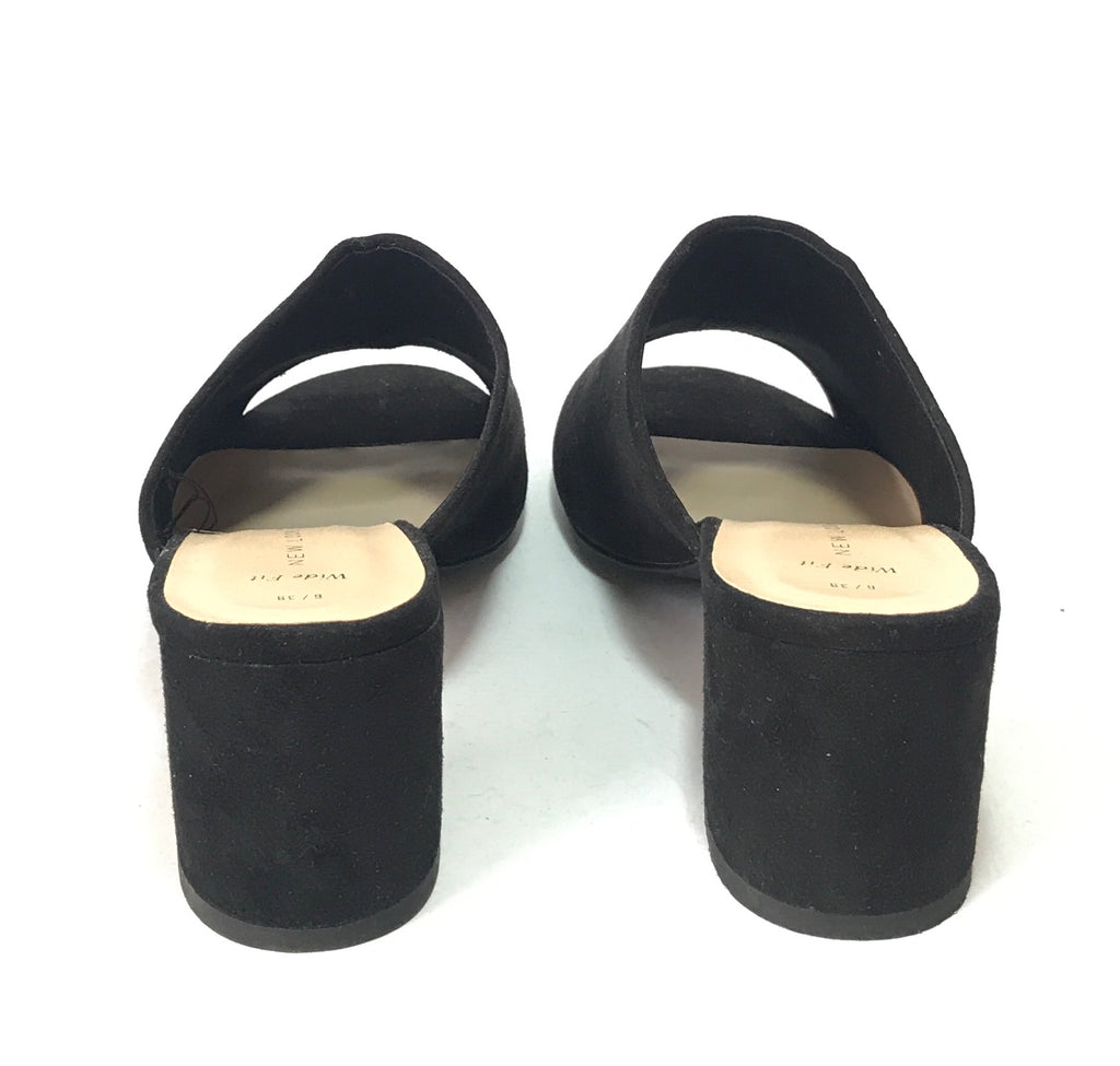New Look Black Suede Peep Toe Mules | Brand New |