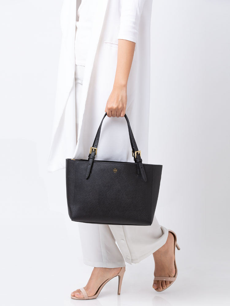 Tory Burch Black Leather York Buckle Tote Tory Burch | The Luxury Closet
