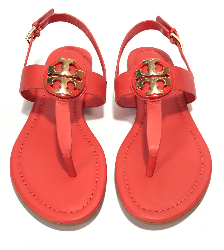 Tory Burch Coral Leather 'Selma' Sandals | Brand New |