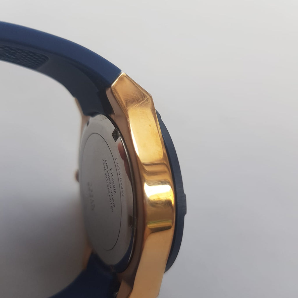 Guess Blue & Gold Stainless Steel Rubber Strap Watch | Gently Used |