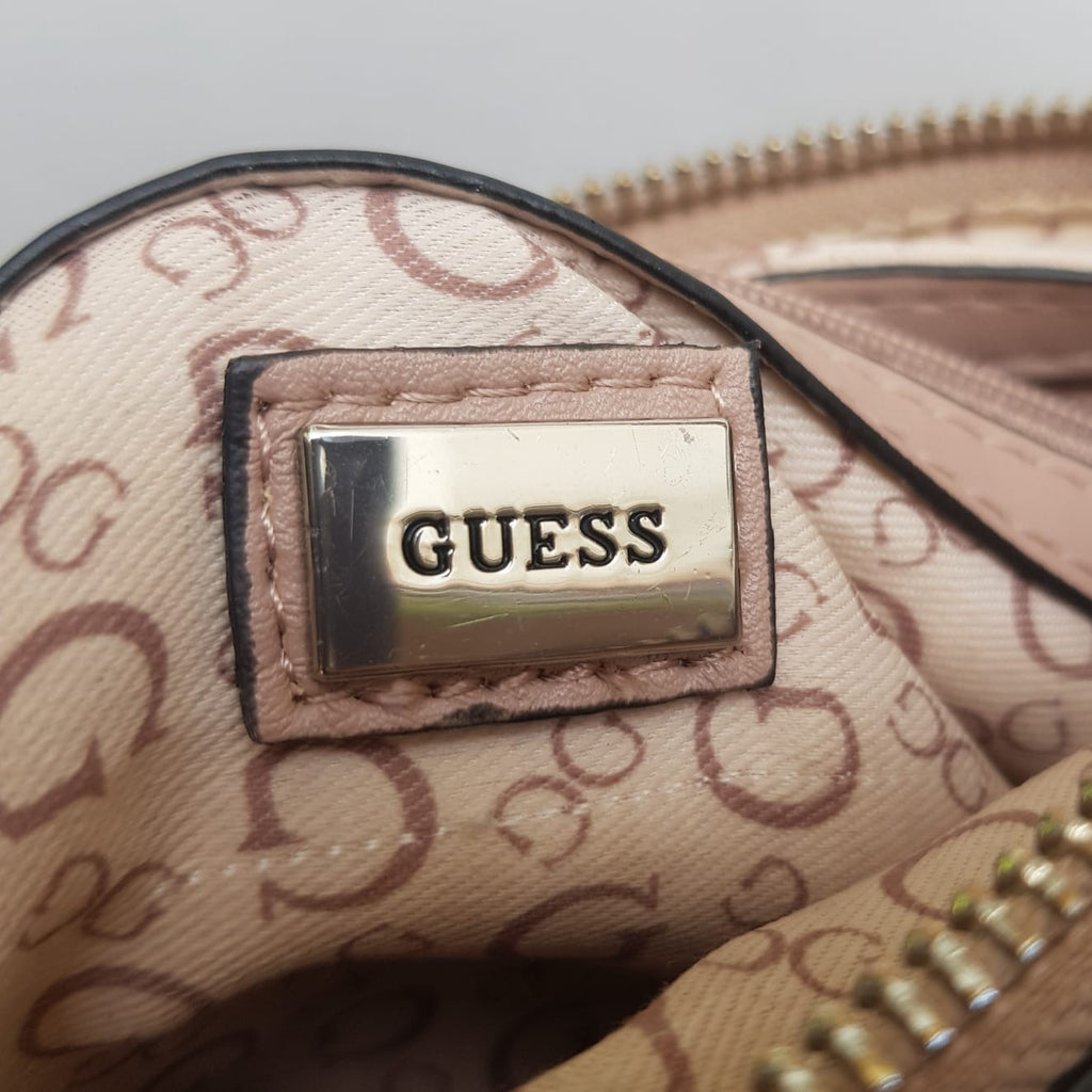 Guess Monogram & Dusty Pink Crossbody Bag | Pre Loved |