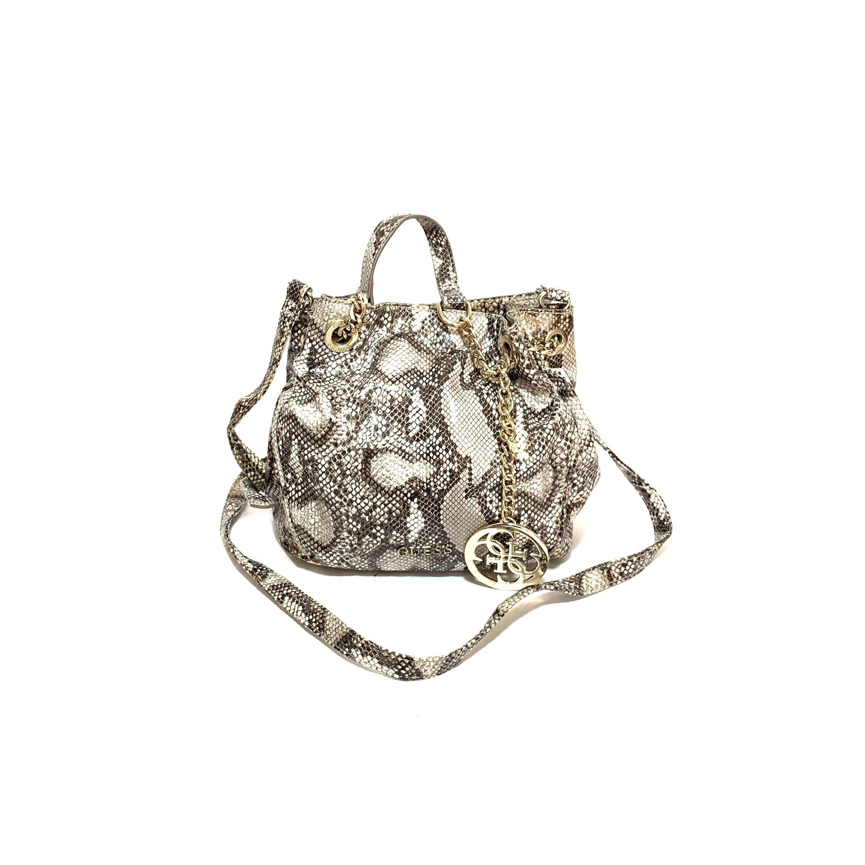 Guess Snakeskin Drawstring Shoulder Bag Pre Loved Secret Stash