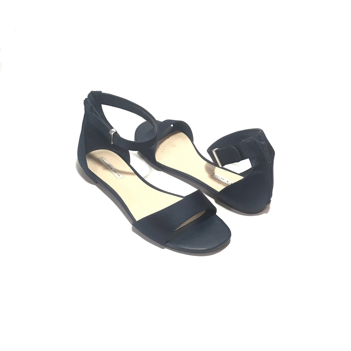 Black Patent Bow-Tie Flat Slingback Sandals - CHARLES & KEITH TH