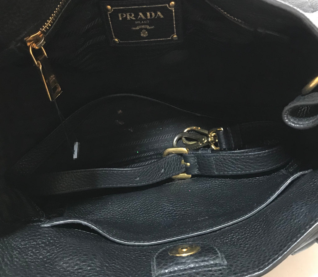 Prada Black Pebbled Leather Tote | Gently Used |