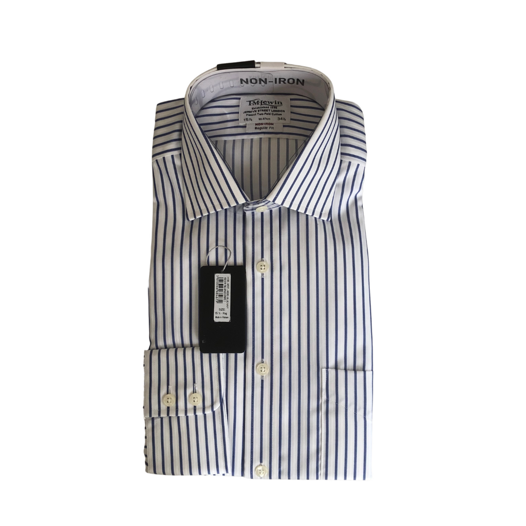 T. M Lewin Men's White Striped Collared Shirt | Brand New |