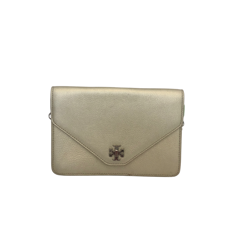 Tory Burch Light Gold & Silver 'Kira' Leather Shoulder Bag | Gently Used |